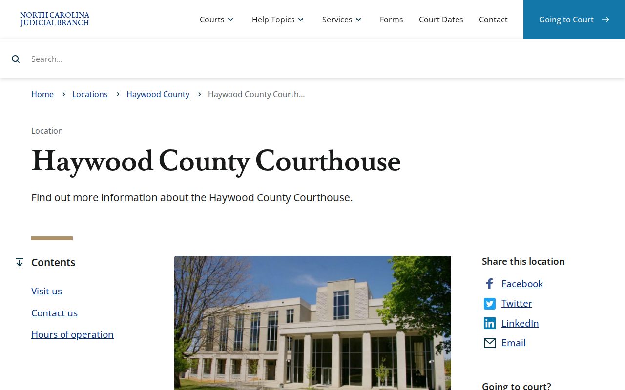 Haywood County criminal court courthouse and calendars
